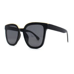 Womens Metal Brow Line Inset Lens Horn Rim Fashion Sunglasses