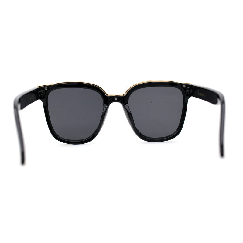 Womens Metal Brow Line Inset Lens Horn Rim Fashion Sunglasses