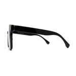 Womens Metal Brow Line Inset Lens Horn Rim Fashion Sunglasses