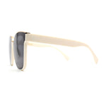 Womens Metal Brow Line Inset Lens Horn Rim Fashion Sunglasses