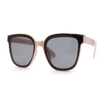 Womens Metal Brow Line Inset Lens Horn Rim Fashion Sunglasses