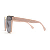 Womens Metal Brow Line Inset Lens Horn Rim Fashion Sunglasses