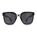 Womens Metal Brow Line Inset Lens Horn Rim Fashion Sunglasses