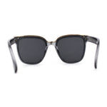 Womens Metal Brow Line Inset Lens Horn Rim Fashion Sunglasses