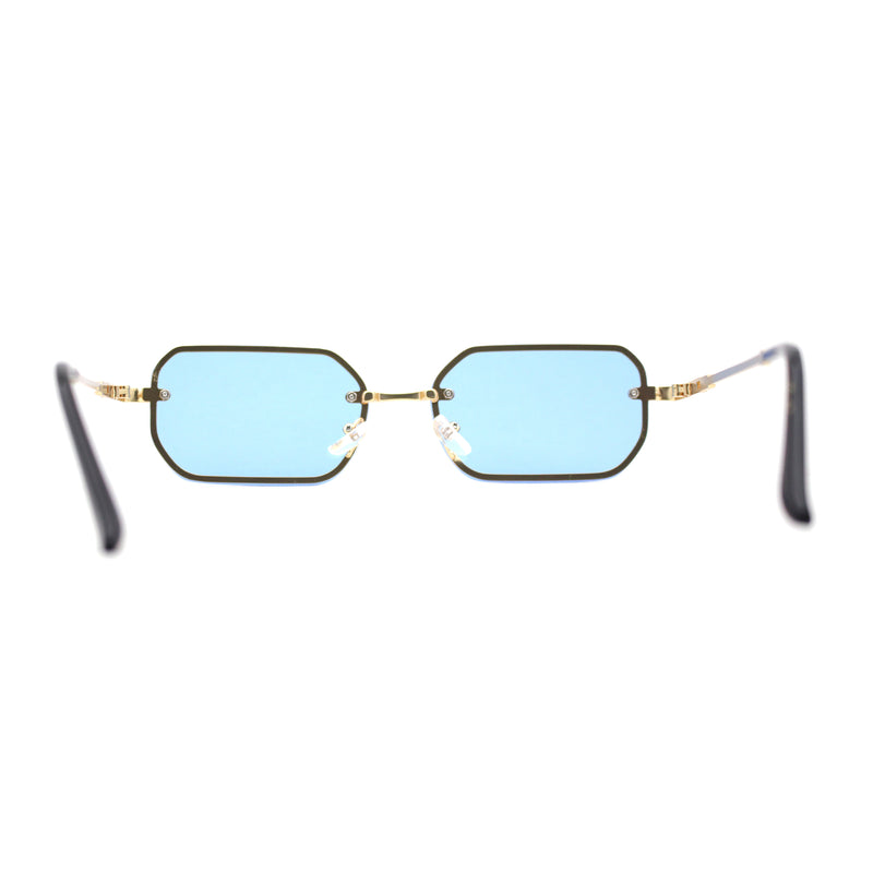 Luxury Rimless Metal Engraving Frame Thin Rectangle Sunglasses