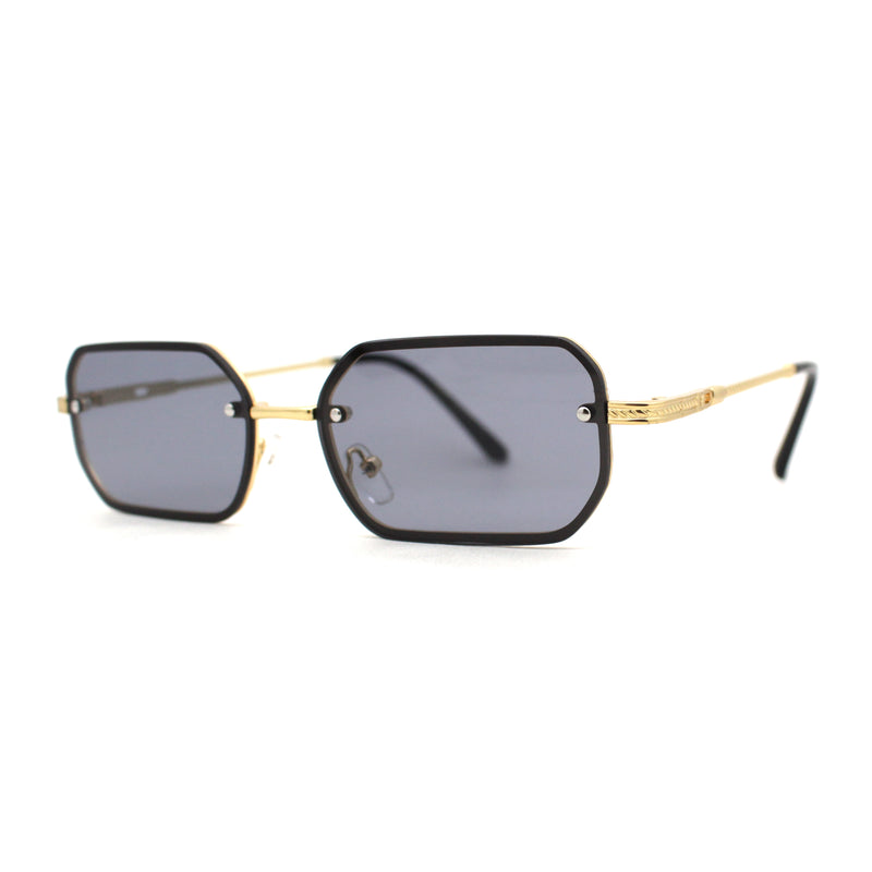 Luxury Rimless Metal Engraving Frame Thin Rectangle Sunglasses