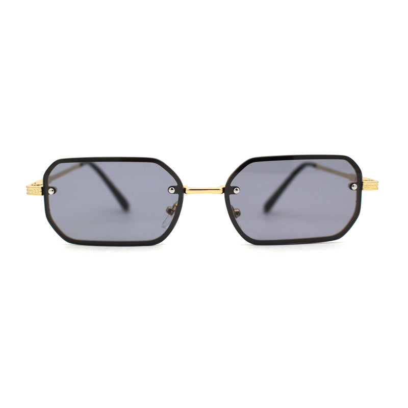 Luxury Rimless Metal Engraving Frame Thin Rectangle Sunglasses