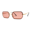 Luxury Rimless Metal Engraving Frame Thin Rectangle Sunglasses