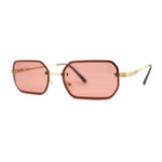 Luxury Rimless Metal Engraving Frame Thin Rectangle Sunglasses