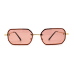 Luxury Rimless Metal Engraving Frame Thin Rectangle Sunglasses