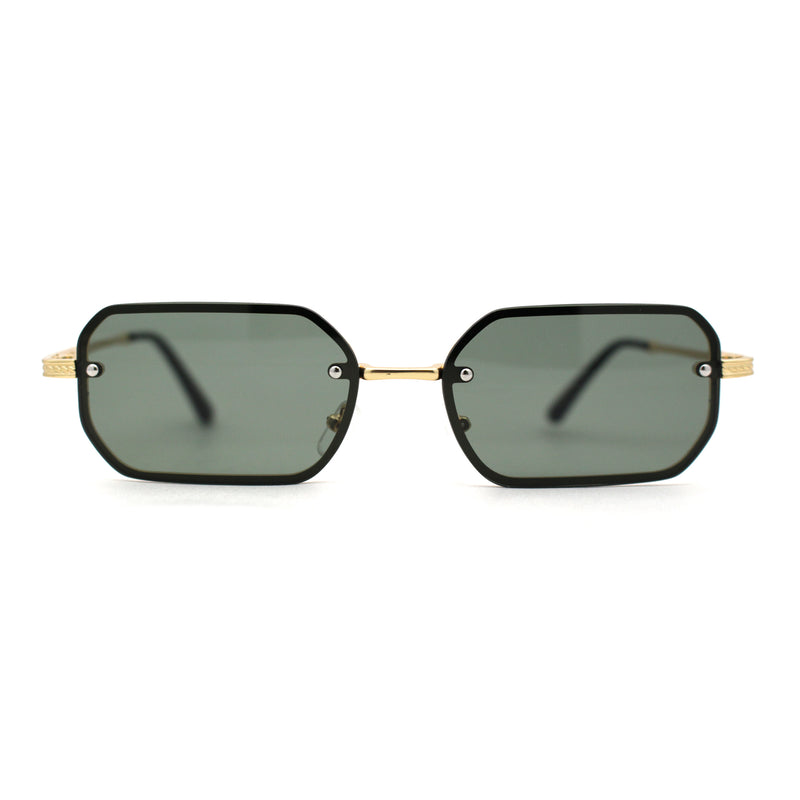 Luxury Rimless Metal Engraving Frame Thin Rectangle Sunglasses