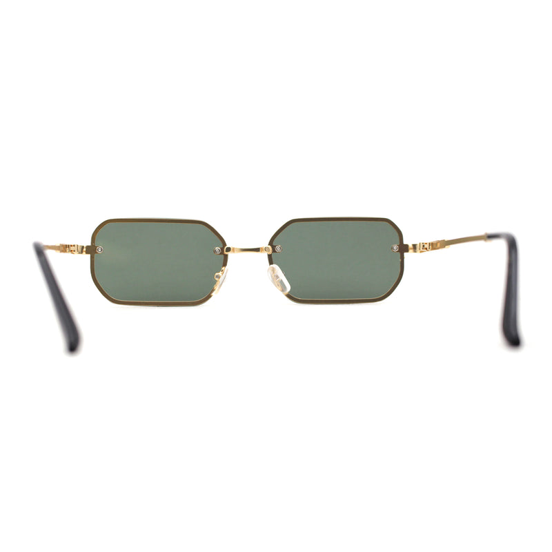 Luxury Rimless Metal Engraving Frame Thin Rectangle Sunglasses