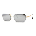 Luxury Rimless Metal Engraving Frame Thin Rectangle Sunglasses