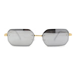 Luxury Rimless Metal Engraving Frame Thin Rectangle Sunglasses