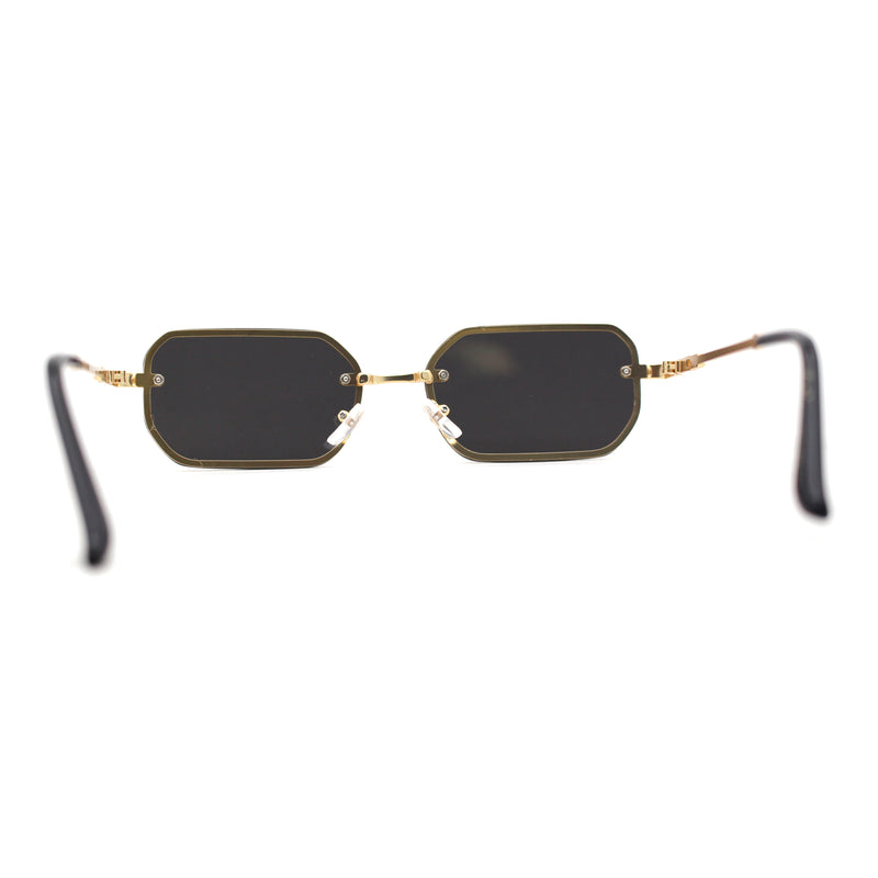 Luxury Rimless Metal Engraving Frame Thin Rectangle Sunglasses