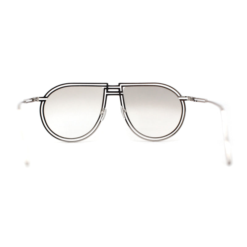 Die Cut Art Deco Geometric Metal Rim Tear Drop Racer Sunglasses
