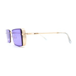 Pimp Luxury Rectangle Metal Jewel Side Visor Fashion Sunglasses