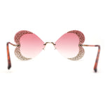 Womens Heavy Sparkle Rhinestone Heart Butterfly Rimless Sunglasses