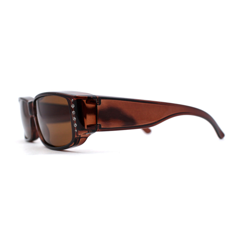 Polarized 58mm Womens Rhinestone Trim Slim Fit Over Sunglasses