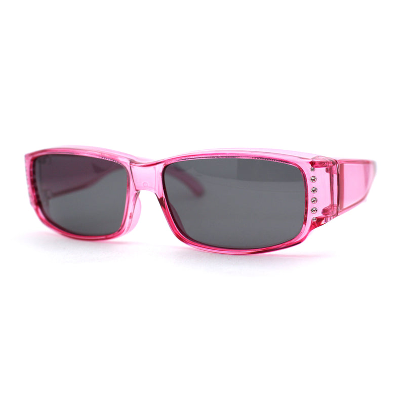 Polarized 58mm Womens Rhinestone Trim Slim Fit Over Sunglasses