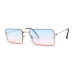 Minimal Rimless Slim Rectangle Classy Gradient Lens Sunglasses