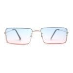 Minimal Rimless Slim Rectangle Classy Gradient Lens Sunglasses