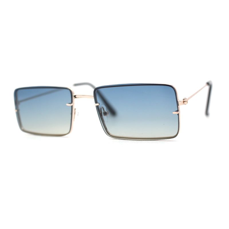 Minimal Rimless Slim Rectangle Classy Gradient Lens Sunglasses