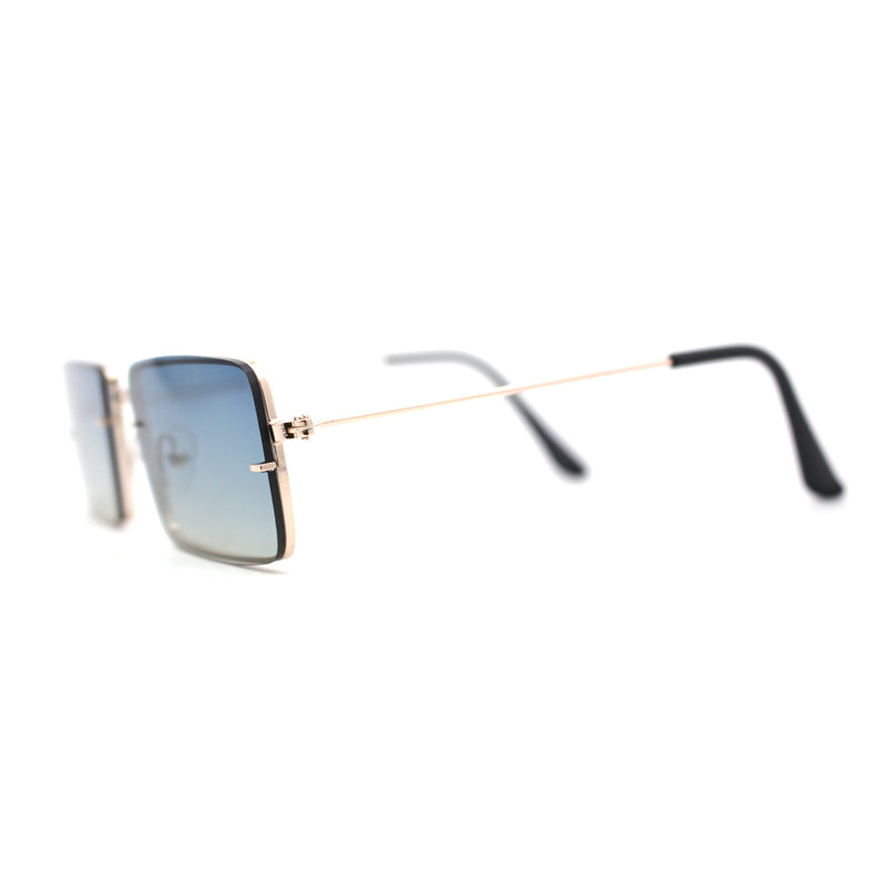 Minimal Rimless Slim Rectangle Classy Gradient Lens Sunglasses