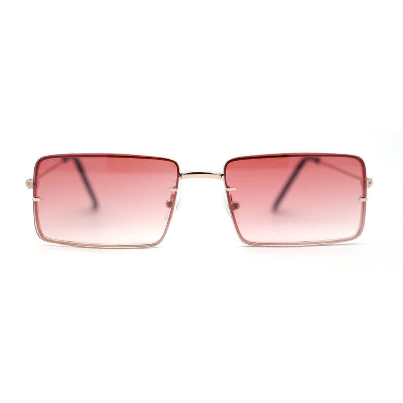 Minimal Rimless Slim Rectangle Classy Gradient Lens Sunglasses