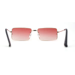 Minimal Rimless Slim Rectangle Classy Gradient Lens Sunglasses