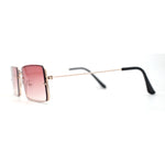 Minimal Rimless Slim Rectangle Classy Gradient Lens Sunglasses