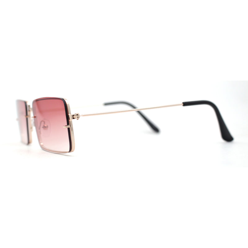 Minimal Rimless Slim Rectangle Classy Gradient Lens Sunglasses