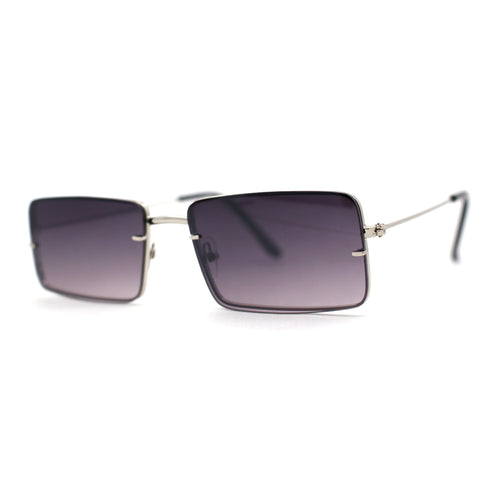 Minimal Rimless Slim Rectangle Classy Gradient Lens Sunglasses