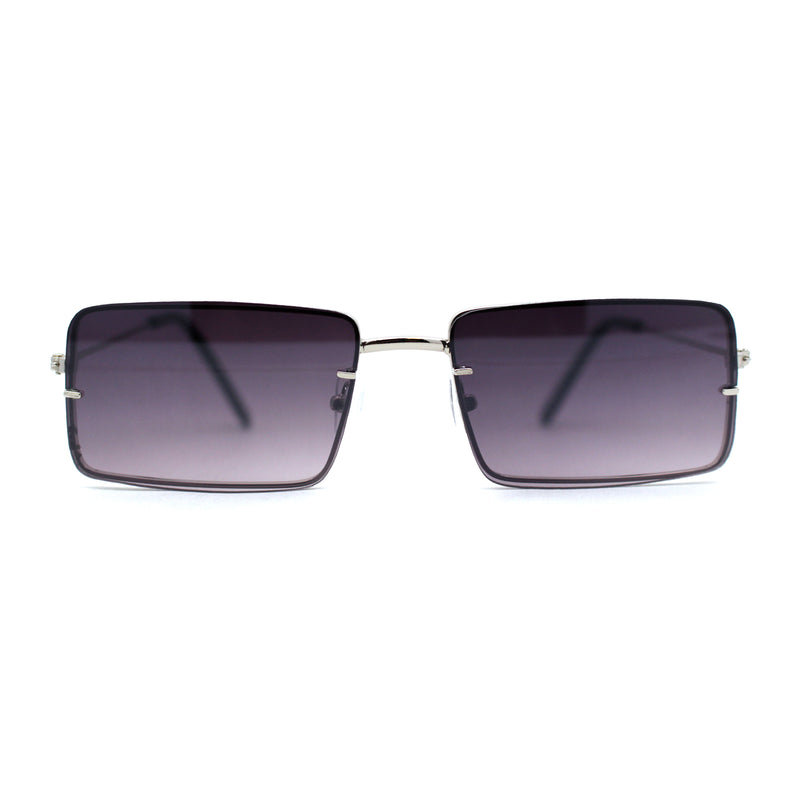 Minimal Rimless Slim Rectangle Classy Gradient Lens Sunglasses