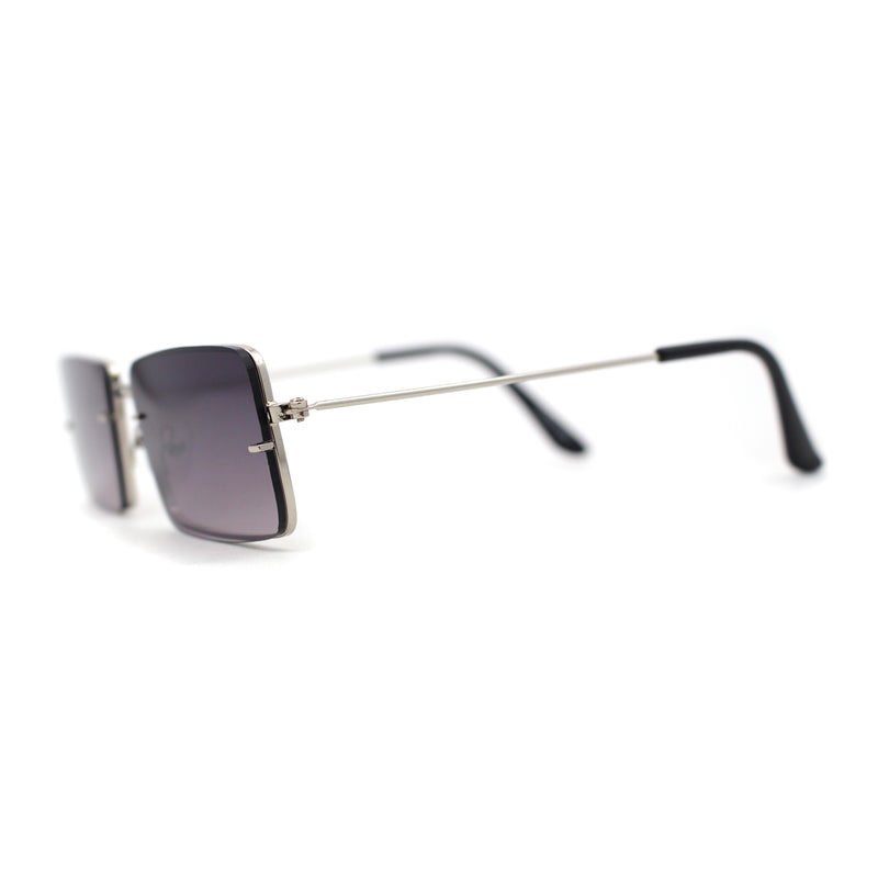 Minimal Rimless Slim Rectangle Classy Gradient Lens Sunglasses