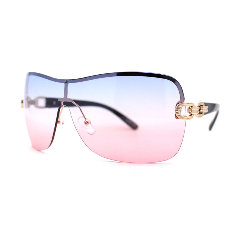 Womens Oversize Shield Curved Wrap Around Designer Sunglasses