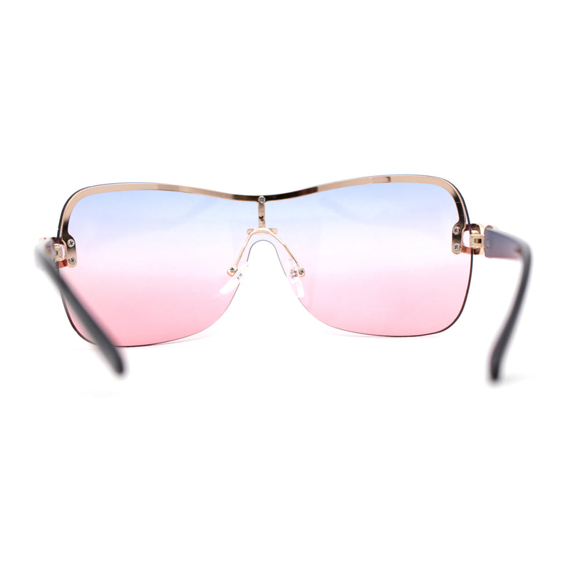 Womens Oversize Shield Curved Wrap Around Designer Sunglasses