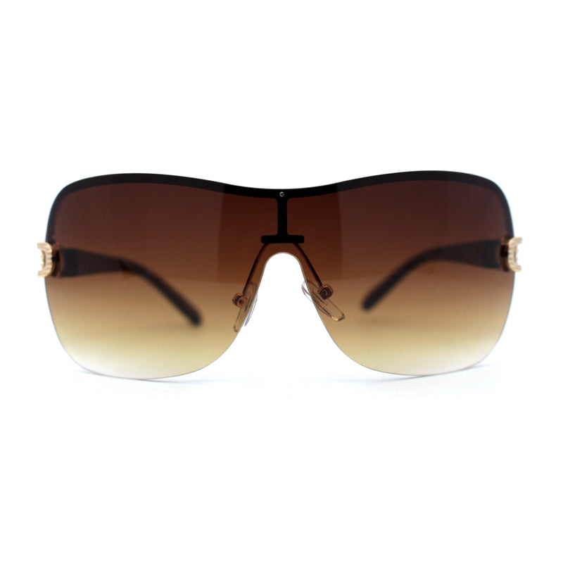 Womens Oversize Shield Curved Wrap Around Designer Sunglasses