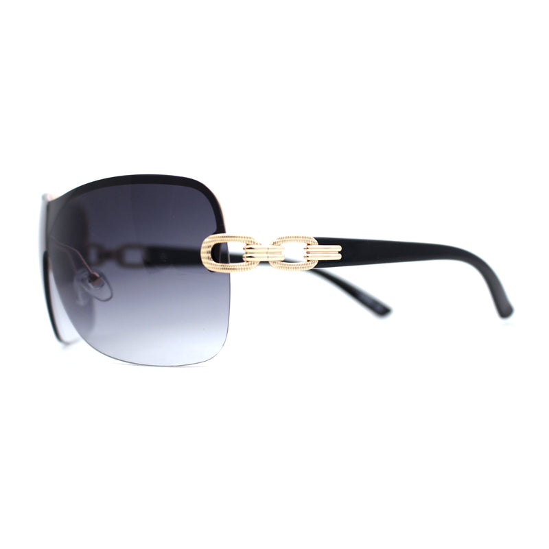 thumbnail image 2 of Women's Black Shield Sunglasses With UV400 Protection - Retro Semi-Mirrored Lens 2 of 3