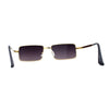 Mens Simple Classy Slim Rectangle Metal Rim Sunglasses