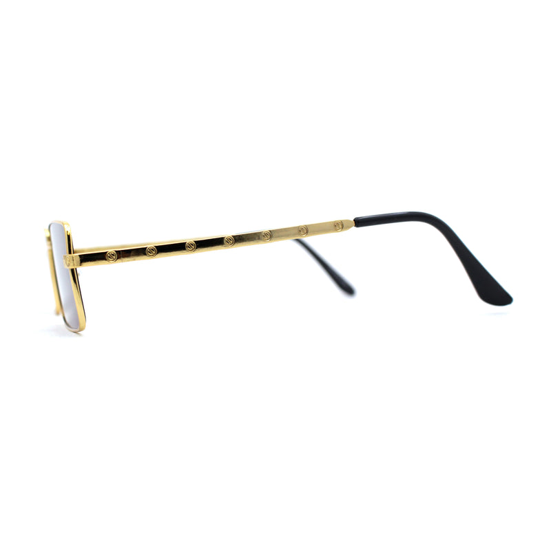 Mens Simple Classy Slim Rectangle Metal Rim Sunglasses