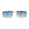 Mens Simple Classy Slim Rectangle Metal Rim Sunglasses