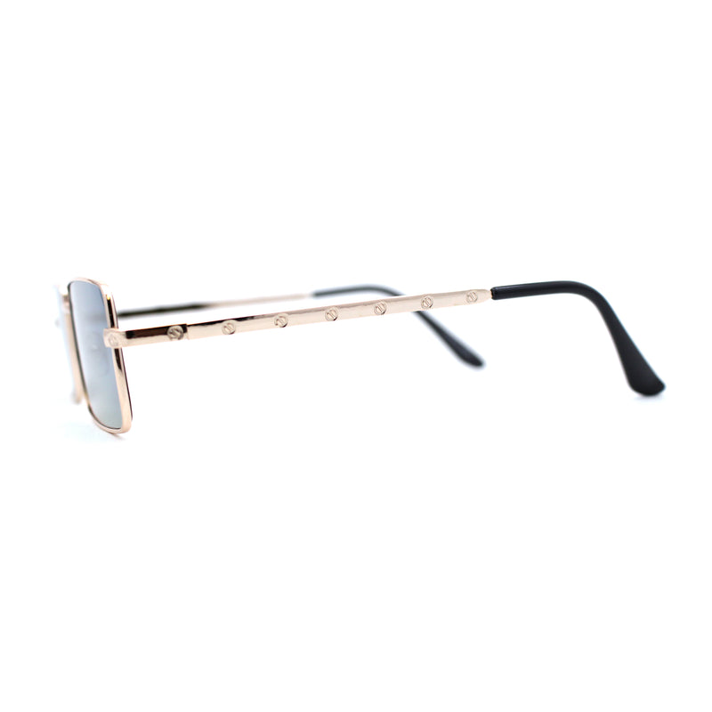 Mens Simple Classy Slim Rectangle Metal Rim Sunglasses