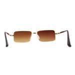 Mens Simple Classy Slim Rectangle Metal Rim Sunglasses