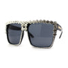 Womens Oversize Rhinestone Flat Top Showy Diva Sunglasses