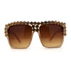 Womens Oversize Rhinestone Flat Top Showy Diva Sunglasses