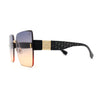 Womens Beveled Rimless Luxury Fashion Oversize Rectangle Sunglasses