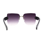 Womens Beveled Rimless Luxury Fashion Oversize Rectangle Sunglasses