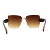 Womens Beveled Rimless Luxury Fashion Oversize Rectangle Sunglasses