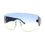 Oversized Shield Curved Top Thick Temple Mob Fashion Sunglasses